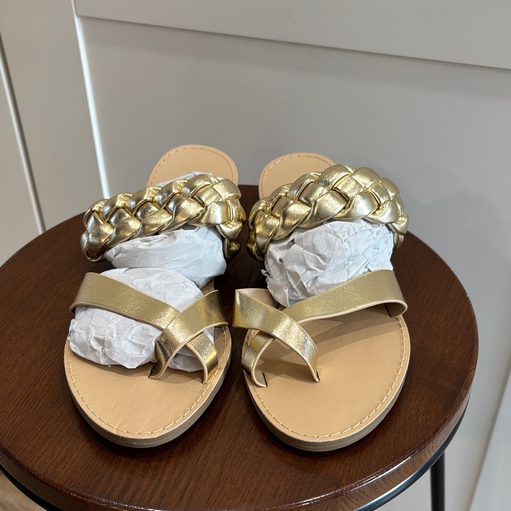 JustFab Gold Braided Sandals
